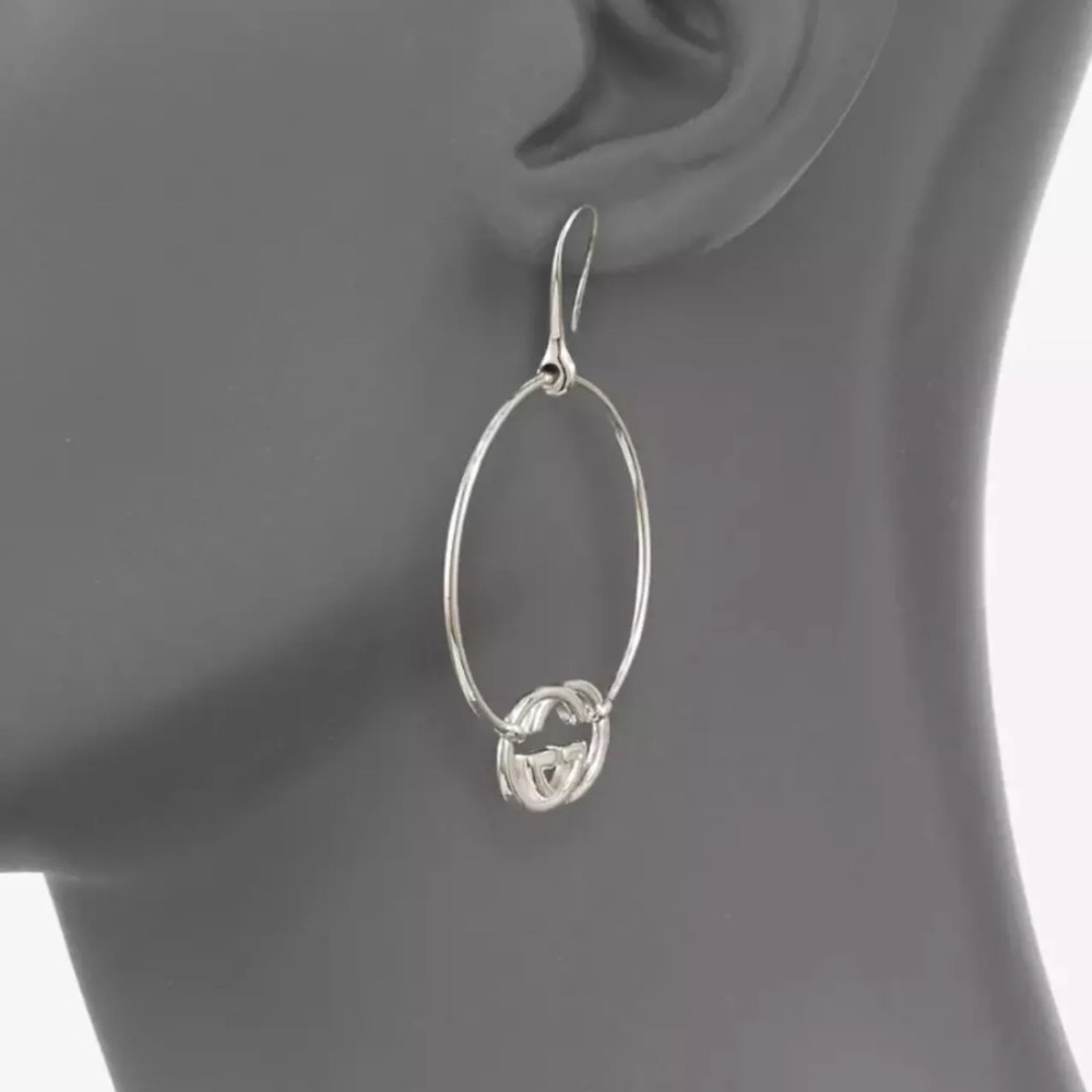 NWT 100% Authentic GUCCI Trademark GG Sterling Silver Hoop Earrings - Picture 10 of 10